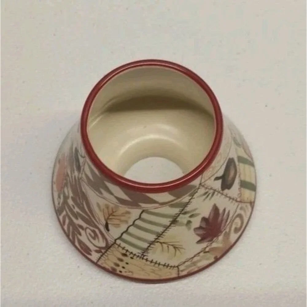 Yankee Candle Small Jar Ceramic Shade & Plate Patchwork Fall Pumpkin Leaf